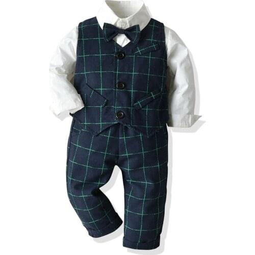 Kids Boys Formal Suits Blazers Sets 4Pcs Clear Gentleman Kids Baby Boys Suit Tops Shirt Waistcoat Tie Pant 4PCS Set Clothes