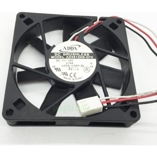 ADDA MODEL AD0812HB-D73 DC 12V 0.19A 8015 80*80*15mm 8cm 3-wire cooling fan