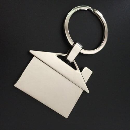 100pcs/lot Zinc Alloy House Shaped Keychains Metal Cottage Keyrings Family Key Chain Real Estate Gift key Ring Free Laser LOGO