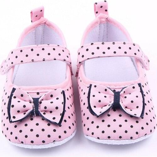Baby Summer Shoes Newborn Toddler Boy Girl Anti-slip Sole Crib Shoe Bowknot Dot Print Casual Sneaker For 3-12Months