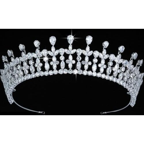 Tiaras And Crown HADIYANA Trendy Plant Design Women Wedding Hair Jewelry Fashion Party Hair Accessories Zircon BC5610 Corona