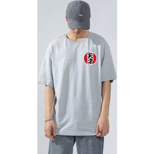 Summer Cotton T Shirt Men Short Sleeve Casual Chinene Letters “Genius” T-shirt For Young Men