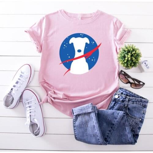 100% Cotton Summer Funny Womens T-shirt O-Neck Harajuku Cartoon Dog Universe Top Casual Female T shirt Oversized Size S-5XL
