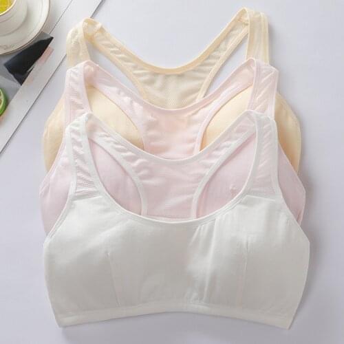 Cotton Baby Girls Bras Solid Color Young Girls Underwear For Sport Wireless Small Training Puberty Bras Undergarment Clothes