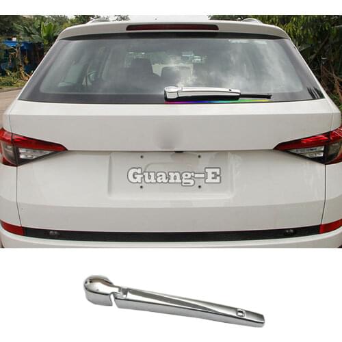 Car Body Stick ABS Chrome Rear Back Glass Wiper Wash Nozzle Frame Tail Window Trim 2pcs For Skoda Karoq 2017 2018 2019 2020 2021