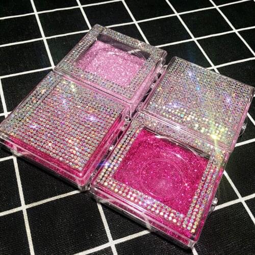 NEW wholesale 10 pcs Square diamond false eyelash packaging box fake 10mm-25mm 3d mink eyelashes boxes diamond case lashes empty
