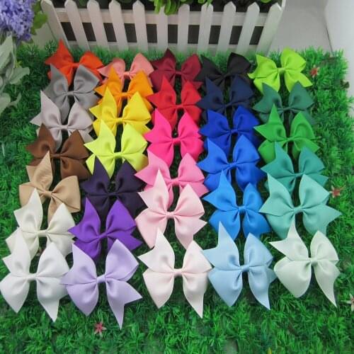 XIMA 64pcs/lot 3.5 inch Grosgrain Ribbon Hair Ribbon Bows Children Hair Accessories Girl Hair Ribbon Bows No Clip