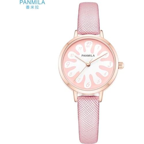 Round Fashionable Cartoon Printing Dial Japan Movement Waterproof PANMILA Wrist Watches For Girls
