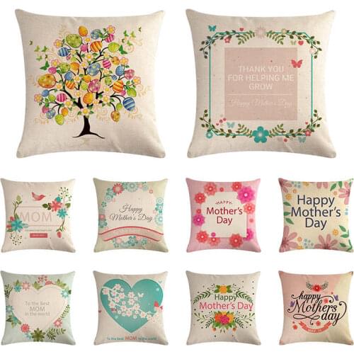 Lace mothers day happy pattern cushion cover Egg Tree pillow cover linen car chair sofa fashion home decoration 45x45cm