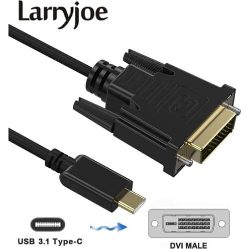 Larryjoe 1.8 m Usb C To DVI Cable Type C To DVI Adapter Thunderbolt Compatible For MacBook Pro 2016 2017,galaxy S8 Note8i