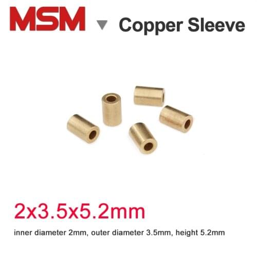 10pcs MSM Copper Sleeve 2x3.5x5.2mm Porous Bearings Sintered Tin Bronze Base Powder Metallurgy Oil Guide Bushing Mini Bearing