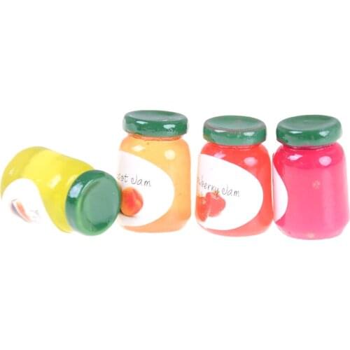 1:12 Dollhouse Miniatures Accessories Jams Miniature DIY Dollhouse Food Play Kitchen Doll House Kitchen 4 Bottles Jams New Sale