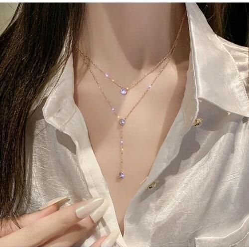 Trendy Stainless Steel O-Chain Necklace Gold Rose Gold Zircon Fashion Necklace For Women Gift Summer Fashion Jewelry