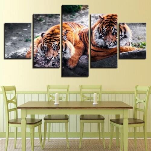 Modular Wall HD Printed Painting Art Poster Unframed Modern Canvas 5 Panel Animal Tiger Living Room Cuadros Home Decor Pictures