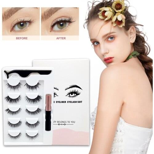 12PCS Set Magnetic Eyelashes Eyeliner Magnet Natural Short Magnetic False Lashes Set Magnetic Eyeliner Tweezer Makeup Tool