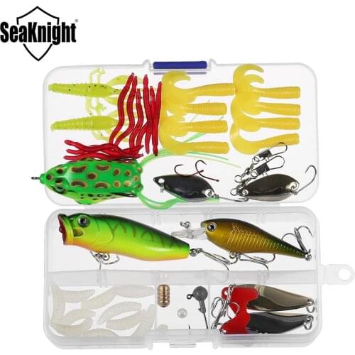 SeaKnight Fishing Lure Set Mixed Minnow VIB Spoon Hooks Soft Bait Fishing Accessories Fish Lure With Box