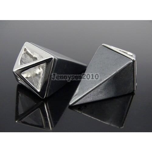 Natural Hematite Gems Stones Pyramid Pointed Healing Reiki Chakra Silver Pendant Beads Necklace Jewelry 5Pcs/Pack