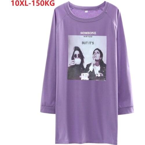 New winter autumn women cotton t shirt long sleeve home loose tees letter oversize plus size 7XL 10XL Female underwear tops 54