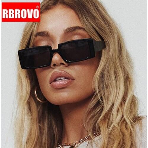 RBROVO 2021 Rectangle Retro Sunglasses Women Vintage Glasses for Women/Men Luxury Brand Eyewear Women Small Oculos De Sol UV400