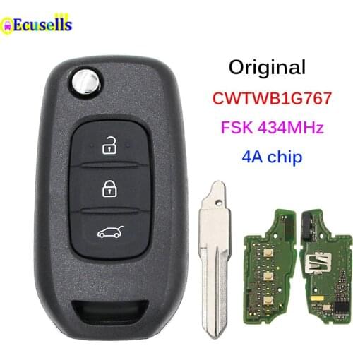 Flip Remote Key 3 Buttons 433MHz PCF7961 4A Chip for Renault Kadjar Captur Megane 3 Symbol 2013-2017 CWTWB1G767 VAC102 Uncut