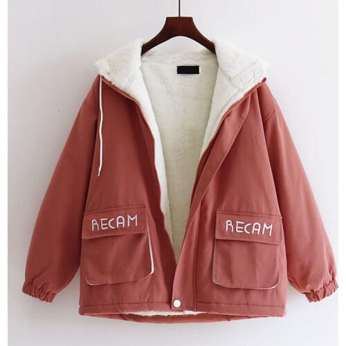 Plush padded windbreaker jacket women 2020 autumn and winter wear new loose Korean version of wild lamb thick wool womens jacke