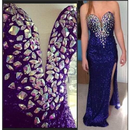 Real Sample 2018 crystals black gold silver red sequins party gowns cheap long prom sweetheart robe de soiree bridesmaid dresses