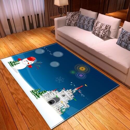 3D Christmas Santa Slip Kitchen Restaurant Restaurant Fireplace Floor Mat Flannel Carpet Rug Durable Christmas Home Decoration