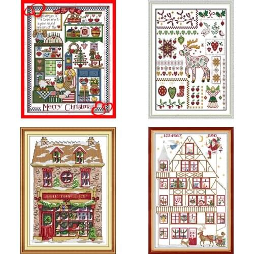 Christmas Gift Joy Sunday Stamped Cross Stitch Kits Patterns 14CT 11CT Printed Counted Craft Handmade Embroidery Needlework Sets