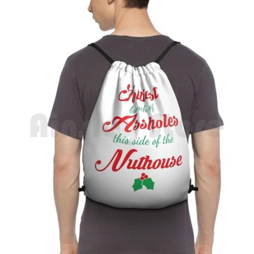 Nuthouse Backpack Drawstring Bag Riding Climbing Gym Bag Christmas Vacation Christmas Spirit Christmas Time Holidays