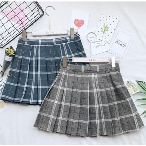 2019 New Style School Uniform Skirt Korean College Wind High Waist Plaid Fashion Elegant Pleated Skirt