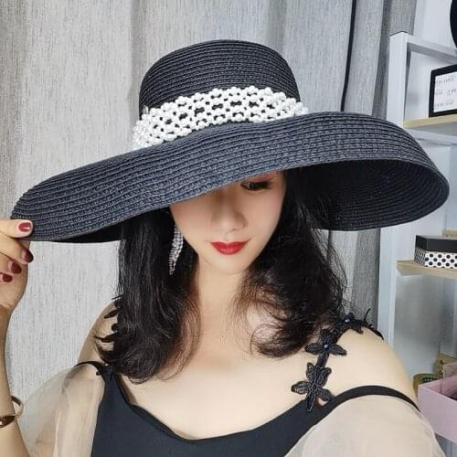 New summer holiday beach hat elegant tide is prevented bask in large brim sun hat fashionable tide of pearl