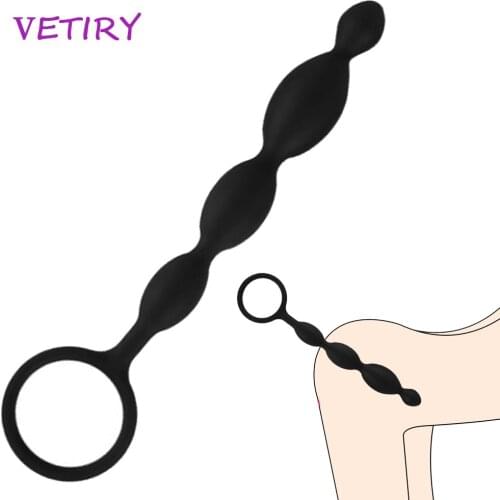VETIRY Long Anal Bead Silicone Anal Plug Sex Toys for Women Men Prostate Massage G-spot Massage Stimulation Sex Products
