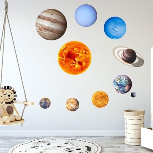 Solar system Nine planets 22*22cm per opp bag 70g Bedroom living room childrens room luminous self adhesive wall stickers