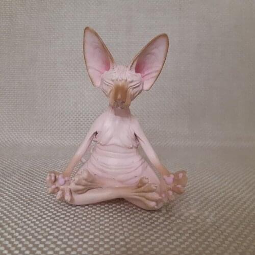 Sphynx Cat Meditate Statue Cute Hairless Cat Yoga Sitting Collectible Figure For Room Desk Decoration Hogar Moderno