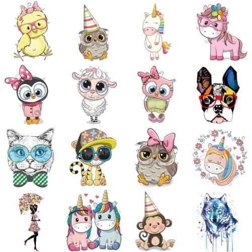 Owl Animal Heat Transfer Patches for Clothing Sticker DIY Cute Iron on Letter Transfert Thermocollants T-shirt Printed