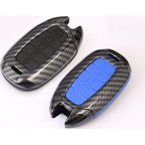 Carbon Fiber ABS Silicone Car Key Case For Hyundai KONA Encino Ix35 Grandeur Ig Accent Santa Fe Palisade 2018 2019 cover