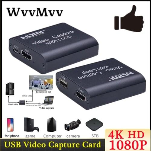 USB Video Capture Card HDMI-compatible To USB 2.0 HD 4K 1080P Video Recording Box For PS4 XBOX Phone Game Capture Broadcast TV