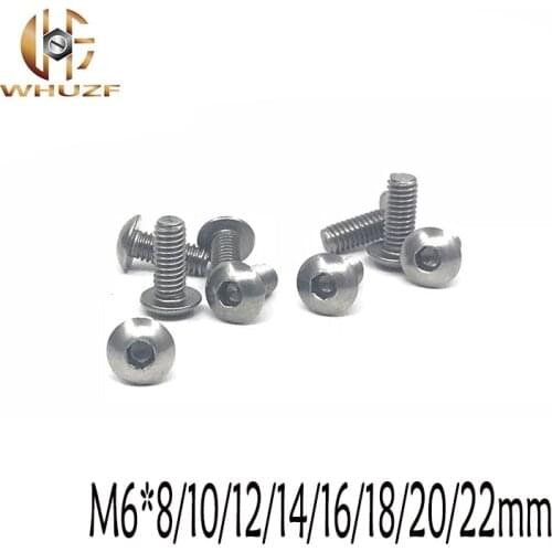 20pcs M6*8/10/12/14/16/18/20/22mm Stainless Steel 304 Round Head Screws Mushroom Hexagon hex Socket Button Head Screw Bolt