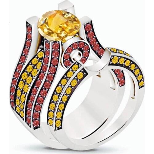 YaYI Fashion Womens Jewelry Couple Ring Gold Color Zircon CZ Silver Color Engagement Rings wedding Party Rings gift