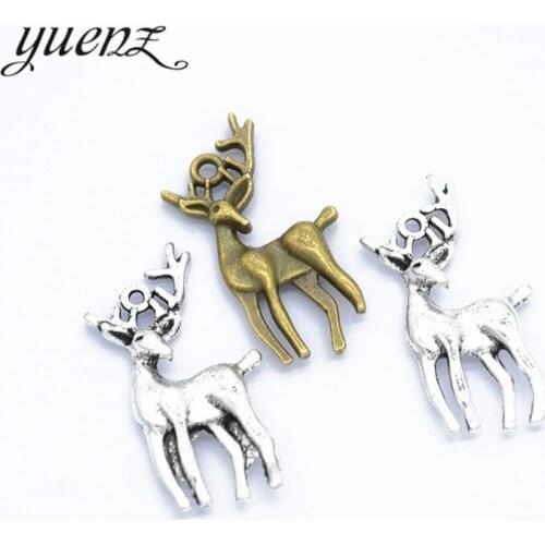 YuenZ 10 pcs Antique silver color deer Charm Pendants for Bracelet Necklace Jewelry Accessories Diy Jewelry Making 26*13mm D9282