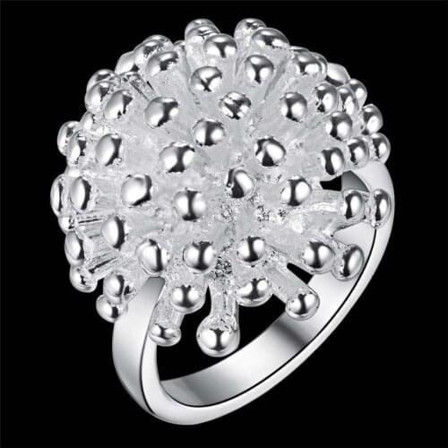 NEW Fashion silver plated jewelry flower Silver plated finger ring for lady bijoux women brilliant individuality