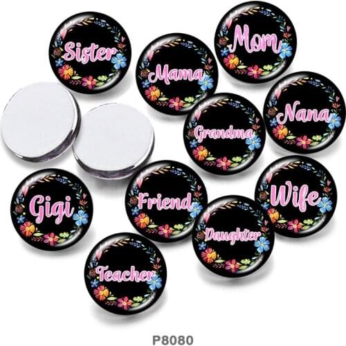 Wife MOM NANA GIGI 10mm12mm/18mm/20mm/25mm/30mm Round Glass Cabochon Flat Back Making Findings P8080