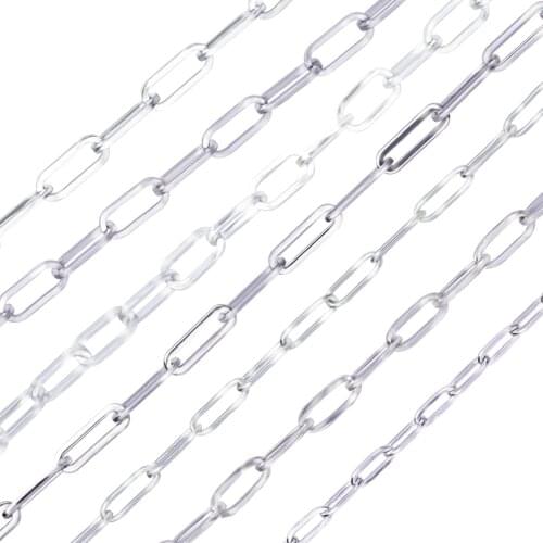 1 Meter/Lot Stainless Steel Square Paper Clip Chain Cords Diy Necklaces Women Men Choker Party Bijoux Gift Jewelry Accessories
