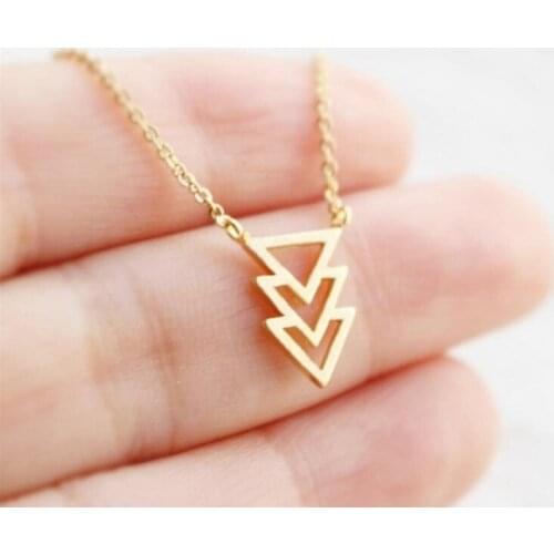 1Pc 3Connected Triangle Mountain Pendant Charm Necklace Simple Fashion Jewelry For Sisters Girls Kids Family Gift