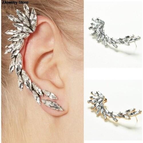 1x Ear Clip Fashion Rhinestone Ear Cuffs Jewelry Clip On Earrings For Women Girl Approx 6.5cm