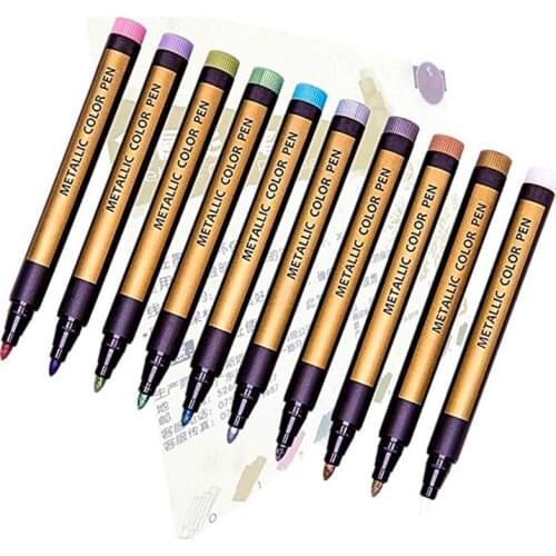 10 Premium Colored Metallic Marker Pens DIY Photo Album Scrapbooking Wood Glass