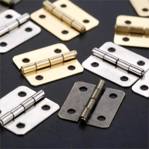 10Pcs 30*26mm Iron Cabinet Door Luggage Mini Hinge 4Holes Decor Furniture Hardware Decoration Antique Vintage Round Corner Hinge