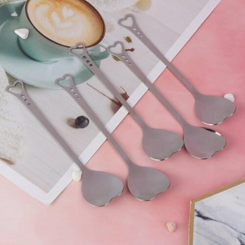 10PC Heart Shape Stainless Steel Small Dessert Coffee Spoon Sugar Honey Scoop Home Kitchen Tableware