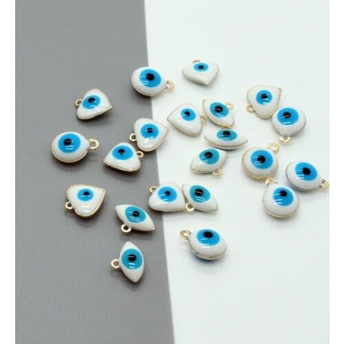 10pcs Mix Evil Eye Earring Charms Lucky Demon Eye Bracelet Connector Pendants Resin Rhinestone Charm Jewelry Making Supplies