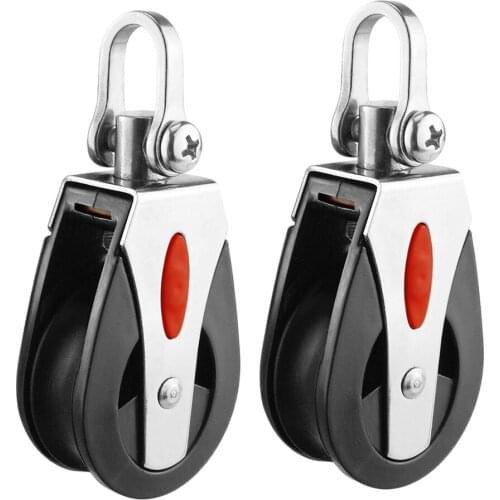 2xHeavy Duty Single Sheave Swivel Pulley Block For Anchor Trolley Boat Kayak